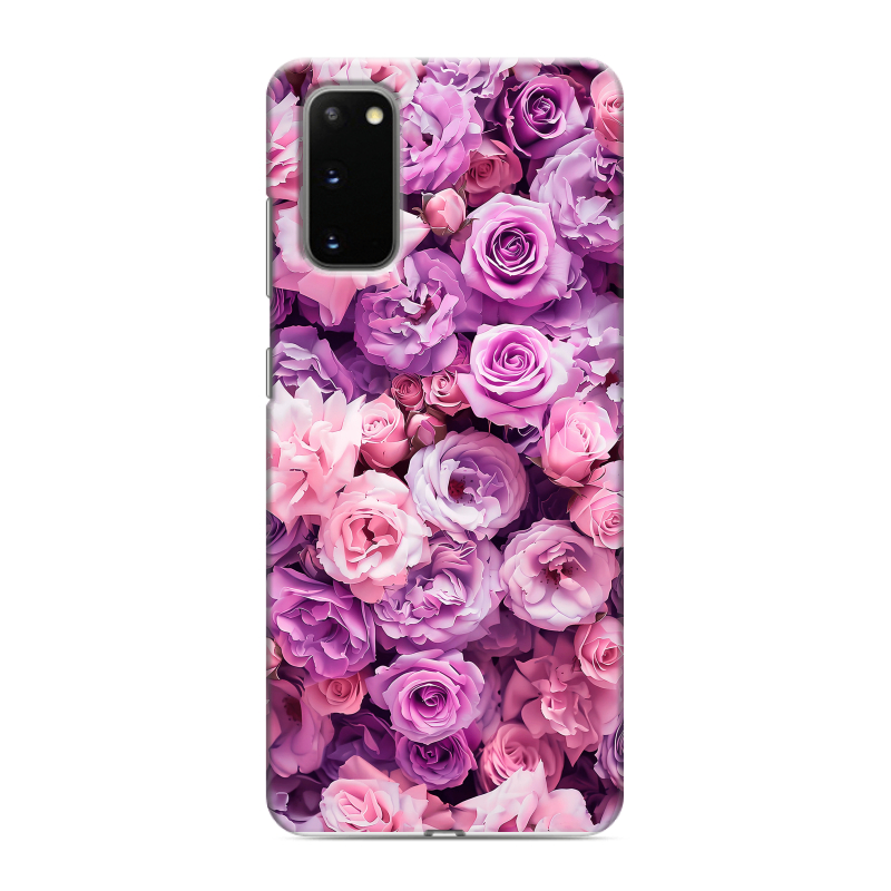 Силиконовый противоударный чехол на Samsung Galaxy S20 с принтом лавандовые розы Силиконовый противоударный чехол на Samsung Galaxy S20 с принтом лавандовые розы
