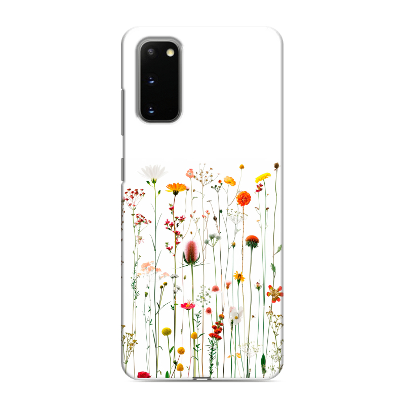 Силиконовый противоударный чехол на Samsung Galaxy S20 с принтом цветы Силиконовый противоударный чехол на Samsung Galaxy S20 с принтом цветы