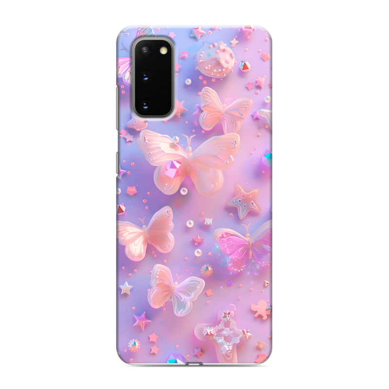 Силиконовый противоударный чехол на Samsung Galaxy S20 с принтом Бабочки Силиконовый противоударный чехол на Samsung Galaxy S20 с принтом Бабочки