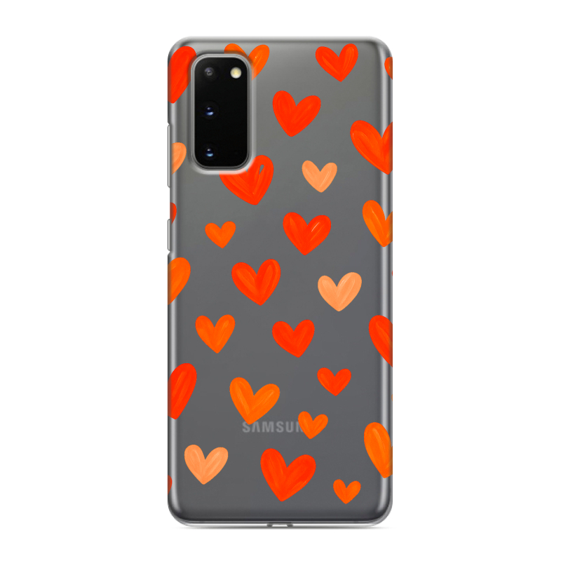 Силиконовый противоударный чехол на Samsung Galaxy S20 с принтом Сердечки Силиконовый противоударный чехол на Samsung Galaxy S20 с принтом Сердечки