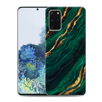 Силиконовый чехол на Samsung Galaxy S20 Plus с принтом Мрамор зеленое золото Силиконовый чехол на Samsung Galaxy S20 Plus с принтом Мрамор зеленое золото