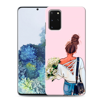 Силиконовый чехол на Samsung Galaxy S20 Plus с принтом Девушка и букет Силиконовый чехол на Samsung Galaxy S20 Plus с принтом Девушка и букет