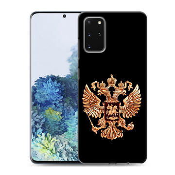 Силиконовый чехол на Samsung Galaxy S20 Plus с принтом Герб России золотой