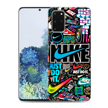 Силиконовый чехол на Samsung Galaxy S20 Plus с принтом найк nike черный