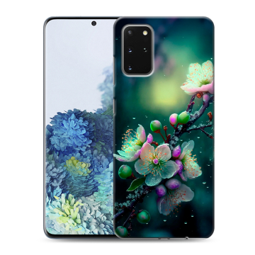 Силиконовый чехол на Samsung Galaxy S20 Plus с принтом Цветы и мрамор Силиконовый чехол на Samsung Galaxy S20 Plus с принтом Цветы и мрамор
