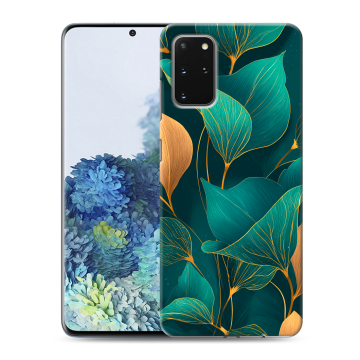 Силиконовый чехол на Samsung Galaxy S20 Plus с принтом Листья и золото