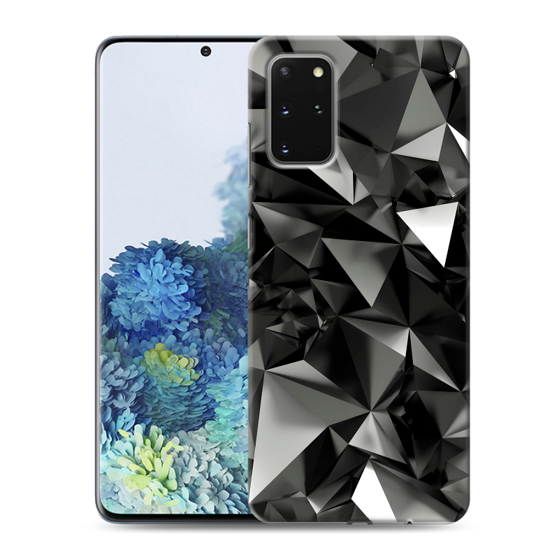 Силиконовый противоударный чехол на Samsung Galaxy S20 Plus с принтом Черные кристаллы Силиконовый противоударный чехол на Samsung Galaxy S20 Plus с принтом Черные кристаллы