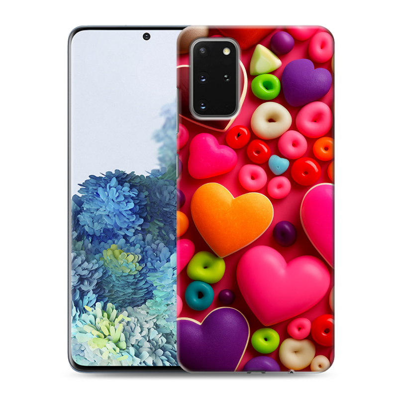Силиконовый противоударный чехол на Samsung Galaxy S20 Plus с принтом Сердечки Силиконовый противоударный чехол на Samsung Galaxy S20 Plus с принтом Сердечки