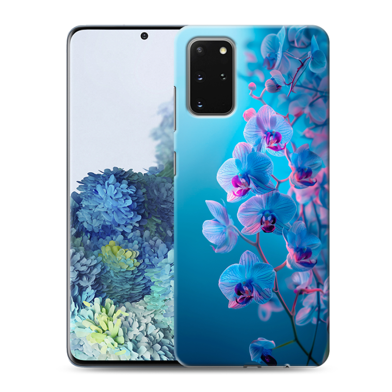 Силиконовый чехол на Samsung Galaxy S20 Plus с принтом голубые орхидеи Силиконовый чехол на Samsung Galaxy S20 Plus с принтом голубые орхидеи
