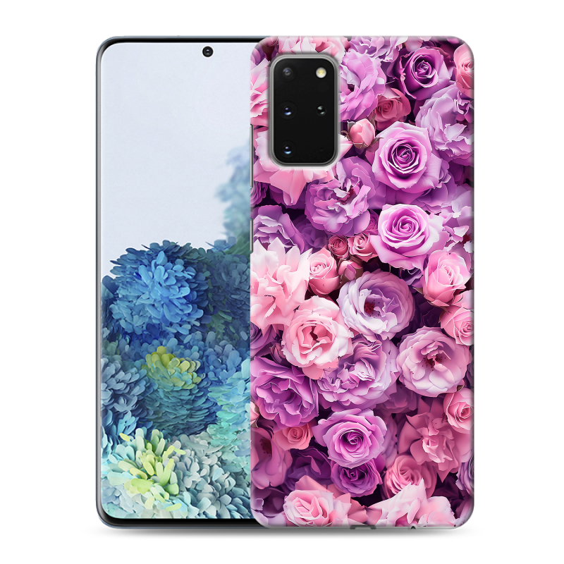 Силиконовый противоударный чехол на Samsung Galaxy S20 Plus с принтом лавандовые розы Силиконовый противоударный чехол на Samsung Galaxy S20 Plus с принтом лавандовые розы