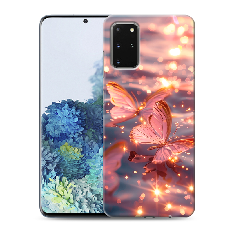 Силиконовый чехол на Samsung Galaxy S20 Plus с принтом бабочки розовые Силиконовый чехол на Samsung Galaxy S20 Plus с принтом бабочки розовые