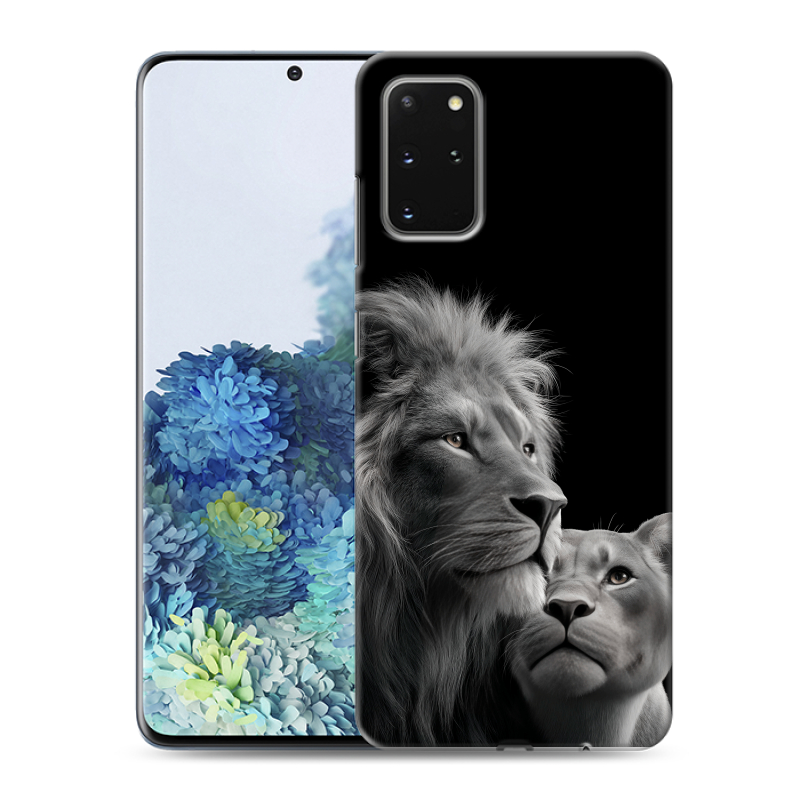 Силиконовый противоударный чехол на Samsung Galaxy S20 Plus с принтом Лев кошки Силиконовый противоударный чехол на Samsung Galaxy S20 Plus с принтом Лев кошки