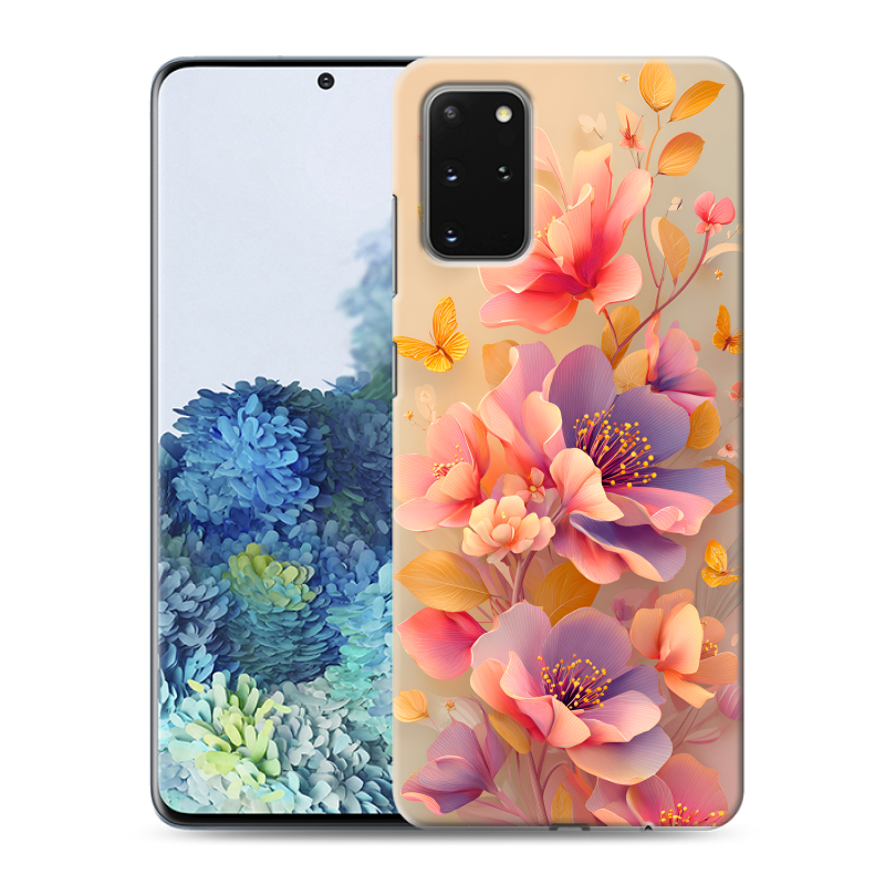 Силиконовый противоударный чехол на Samsung Galaxy S20 Plus с принтом Цветы и бабочки Силиконовый противоударный чехол на Samsung Galaxy S20 Plus с принтом Цветы и бабочки
