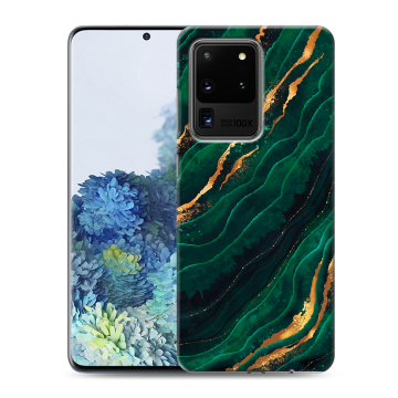 Силиконовый чехол на Samsung Galaxy S20 Ultra с принтом Мрамор зеленое золото Силиконовый чехол на Samsung Galaxy S20 Ultra с принтом Мрамор зеленое золото