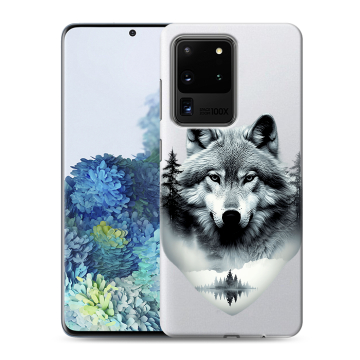 Силиконовый чехол на Samsung Galaxy S20 Ultra с принтом Волк в лесу Силиконовый чехол на Samsung Galaxy S20 Ultra с принтом Волк в лесу