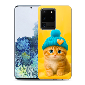 Силиконовый чехол на Samsung Galaxy S20 Ultra с принтом Котенок в шапке Силиконовый чехол на Samsung Galaxy S20 Ultra с принтом Котенок в шапке