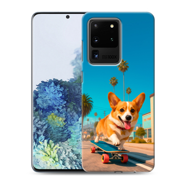 Силиконовый чехол на Samsung Galaxy S20 Ultra с принтом Корги на скейте Силиконовый чехол на Samsung Galaxy S20 Ultra с принтом Корги на скейте