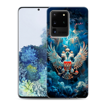 Силиконовый чехол на Samsung Galaxy S20 Ultra с принтом Герб флаг России Силиконовый чехол на Samsung Galaxy S20 Ultra с принтом Герб флаг России