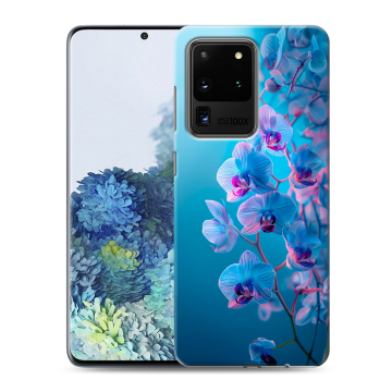 Силиконовый чехол на Samsung Galaxy S20 Ultra с принтом голубые орхидеи Силиконовый чехол на Samsung Galaxy S20 Ultra с принтом голубые орхидеи