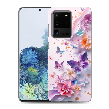 Силиконовый чехол на Samsung Galaxy S20 Ultra с принтом цветы бабочки Силиконовый чехол на Samsung Galaxy S20 Ultra с принтом цветы бабочки