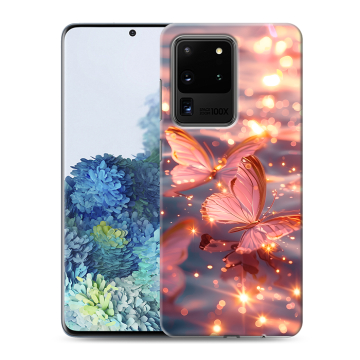 Силиконовый чехол на Samsung Galaxy S20 Ultra с принтом бабочки розовые Силиконовый чехол на Samsung Galaxy S20 Ultra с принтом бабочки розовые
