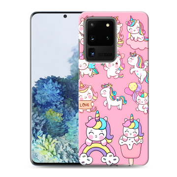 Силиконовый чехол на Samsung Galaxy S20 Ultra с принтом Единороги и радуга Силиконовый чехол на Samsung Galaxy S20 Ultra с принтом Единороги и радуга