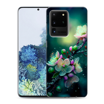 Силиконовый чехол на Samsung Galaxy S20 Ultra с принтом Цветы и мрамор Силиконовый чехол на Samsung Galaxy S20 Ultra с принтом Цветы и мрамор