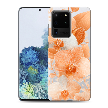 Силиконовый чехол на Samsung Galaxy S20 Ultra с принтом Бежевые цветы Силиконовый чехол на Samsung Galaxy S20 Ultra с принтом Бежевые цветы