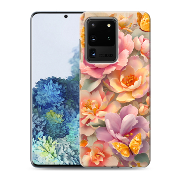 Силиконовый чехол на Samsung Galaxy S20 Ultra с принтом Цветы и бабочки Силиконовый чехол на Samsung Galaxy S20 Ultra с принтом Цветы и бабочки