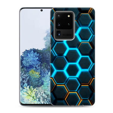 Силиконовый чехол на Samsung Galaxy S20 Ultra с принтом Неоновые соты Силиконовый чехол на Samsung Galaxy S20 Ultra с принтом Неоновые соты