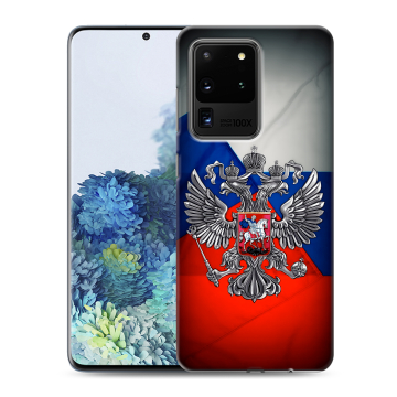 Силиконовый чехол на Samsung Galaxy S20 Ultra с принтом Флаг России Силиконовый чехол на Samsung Galaxy S20 Ultra с принтом Флаг России