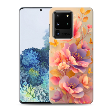 Силиконовый чехол на Samsung Galaxy S20 Ultra с принтом Цветы и бабочки Силиконовый чехол на Samsung Galaxy S20 Ultra с принтом Цветы и бабочки