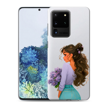 Силиконовый чехол на Samsung Galaxy S20 Ultra с принтом девушка цветы Силиконовый чехол на Samsung Galaxy S20 Ultra с принтом девушка цветы