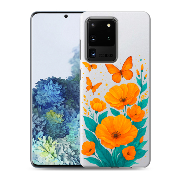 Силиконовый чехол на Samsung Galaxy S20 Ultra с принтом цветы бабочки Силиконовый чехол на Samsung Galaxy S20 Ultra с принтом цветы бабочки