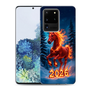 Силиконовый чехол на Samsung Galaxy S20 Ultra с принтом Новый год коня Силиконовый чехол на Samsung Galaxy S20 Ultra с принтом Новый год коня