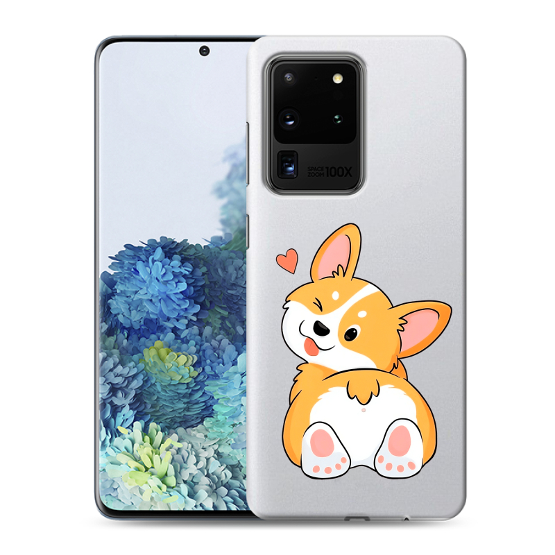 Силиконовый противоударный чехол на Samsung Galaxy S20 Ultra с принтом Корги Силиконовый противоударный чехол на Samsung Galaxy S20 Ultra с принтом Корги