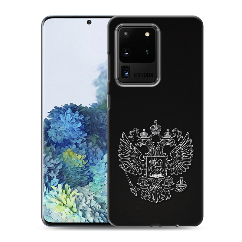 Силиконовый противоударный чехол на Samsung Galaxy S20 Ultra с принтом Герб России Силиконовый противоударный чехол на Samsung Galaxy S20 Ultra с принтом Герб России