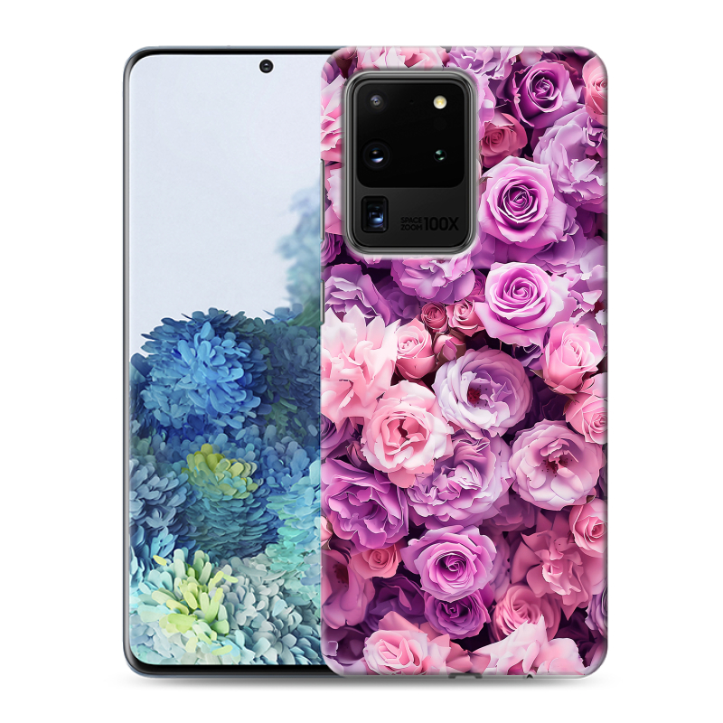 Пластиковый чехол на Samsung Galaxy S20 Ultra с принтом лавандовые розы Пластиковый чехол на Samsung Galaxy S20 Ultra с принтом лавандовые розы