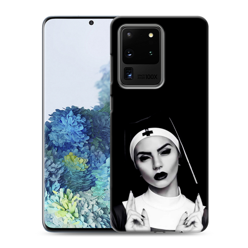 Силиконовый противоударный чехол на Samsung Galaxy S20 Ultra с принтом монашка Силиконовый противоударный чехол на Samsung Galaxy S20 Ultra с принтом монашка