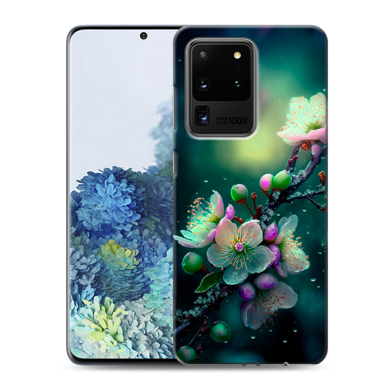 Силиконовый чехол на Samsung Galaxy S20 Ultra с принтом Цветы и мрамор Силиконовый чехол на Samsung Galaxy S20 Ultra с принтом Цветы и мрамор
