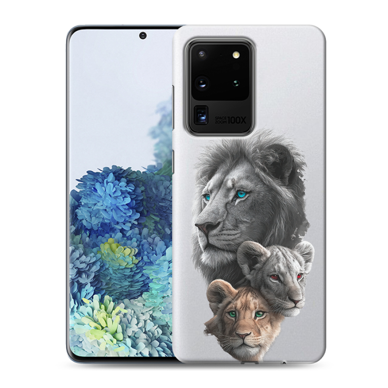 Пластиковый чехол на Samsung Galaxy S20 Ultra с принтом Львы Пластиковый чехол на Samsung Galaxy S20 Ultra с принтом Львы