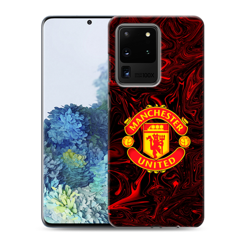Силиконовый противоударный чехол на Samsung Galaxy S20 Ultra с принтом Manchester United Силиконовый противоударный чехол на Samsung Galaxy S20 Ultra с принтом Manchester United