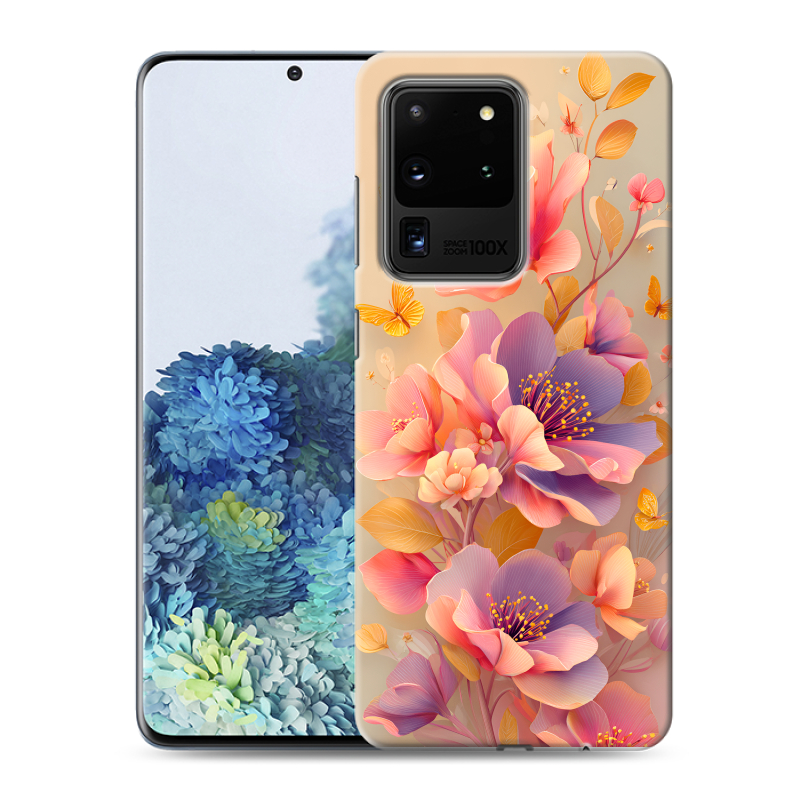 Пластиковый чехол на Samsung Galaxy S20 Ultra с принтом Цветы и бабочки Пластиковый чехол на Samsung Galaxy S20 Ultra с принтом Цветы и бабочки