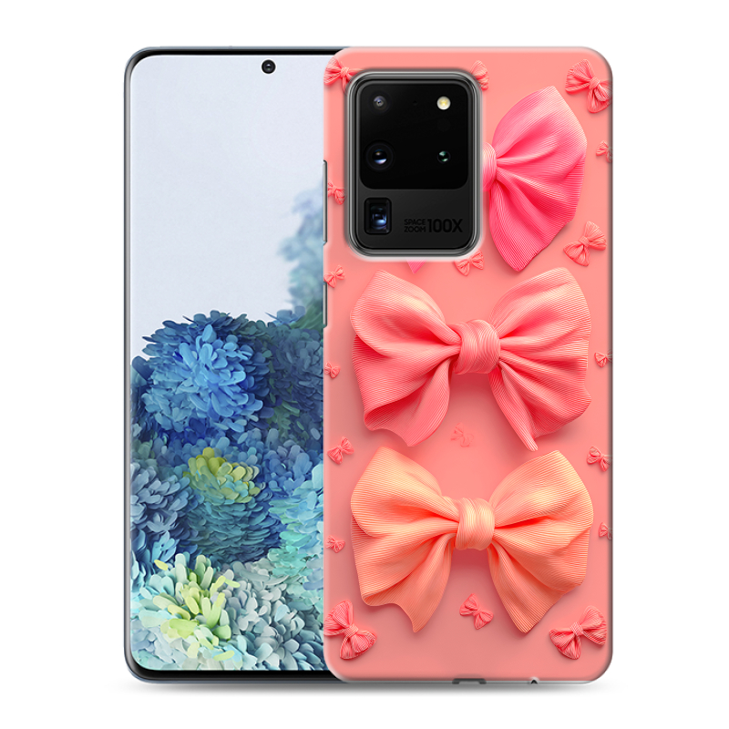 Силиконовый чехол на Samsung Galaxy S20 Ultra с принтом Розовые бантики Силиконовый чехол на Samsung Galaxy S20 Ultra с принтом Розовые бантики
