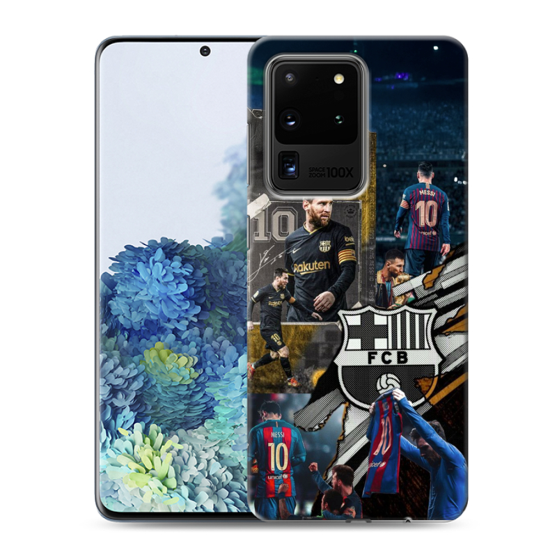 Пластиковый чехол на Samsung Galaxy S20 Ultra с принтом Messi Barcelona Пластиковый чехол на Samsung Galaxy S20 Ultra с принтом Messi Barcelona