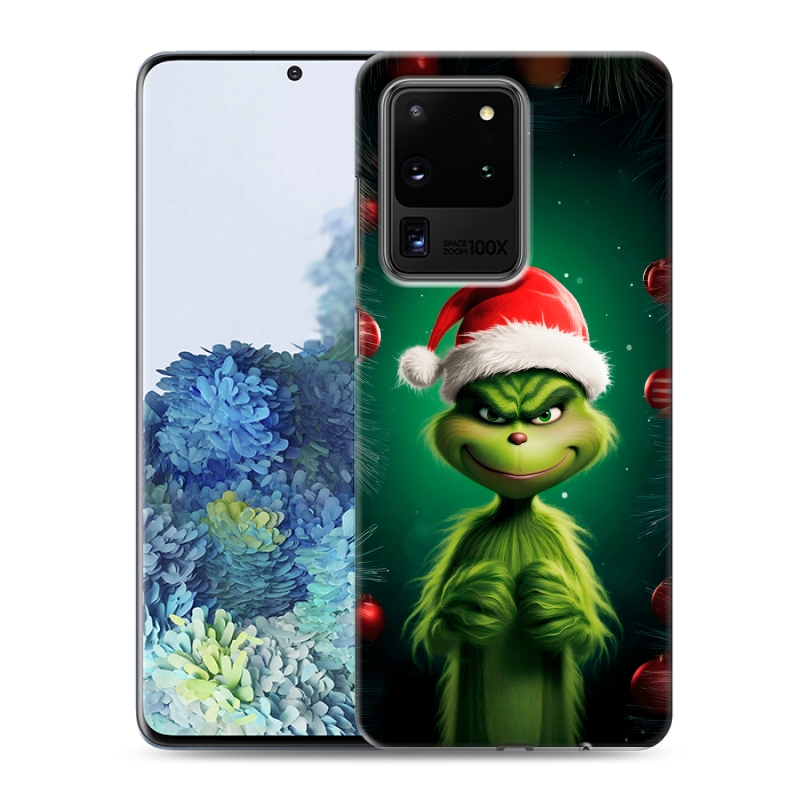 Силиконовый чехол на Samsung Galaxy S20 Ultra с принтом Гринч Новый год Рождество Силиконовый чехол на Samsung Galaxy S20 Ultra с принтом Гринч Новый год Рождество