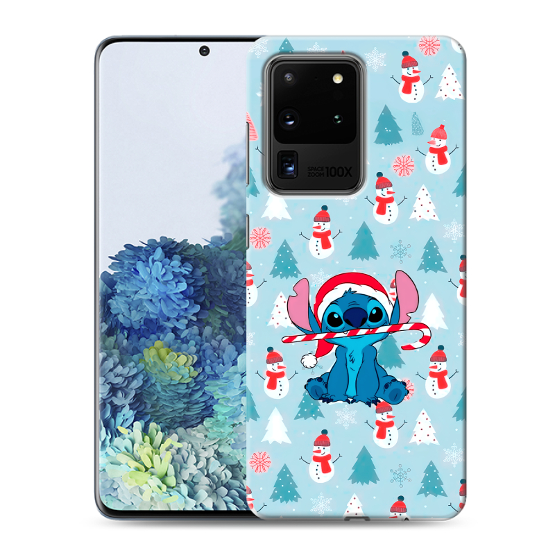 Силиконовый чехол на Samsung Galaxy S20 Ultra с принтом Стич Новый год Силиконовый чехол на Samsung Galaxy S20 Ultra с принтом Стич Новый год