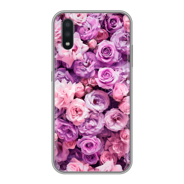 Силиконовый чехол на Samsung Galaxy A01 с принтом лавандовые розы Силиконовый чехол на Samsung Galaxy A01 с принтом лавандовые розы