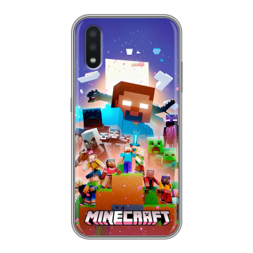 Силиконовый чехол на Samsung Galaxy A01 с принтом Майнкрафт Minecraft