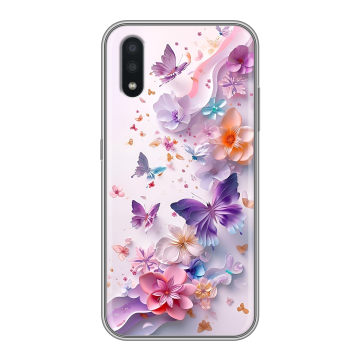 Силиконовый чехол на Samsung Galaxy A01 с принтом цветы бабочки Силиконовый чехол на Samsung Galaxy A01 с принтом цветы бабочки